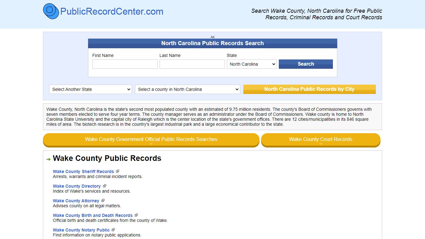 Wake County North Carolina Free Public Records - Court ...