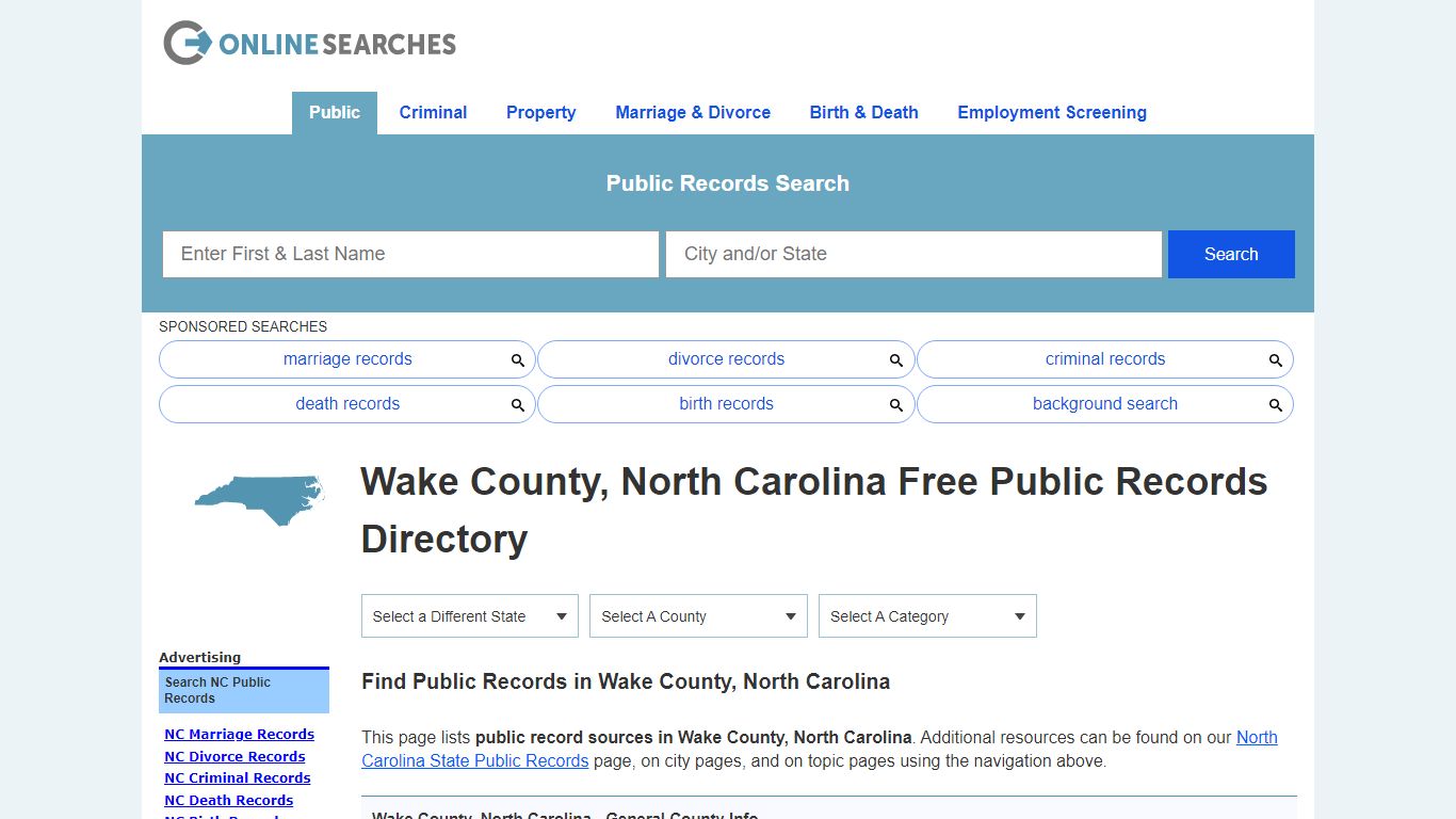 Wake County, North Carolina Public Records Directory